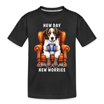 CHIEN NOUVEAU JOUR NOUVEAUX SOUCIS - T-shirt bio Premium Enfant - noir - Devant