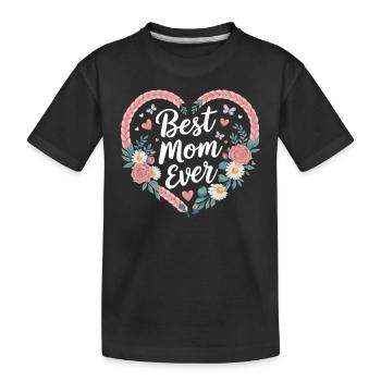 Meilleure maman Meilleure maman de tous les temps Tresse florale de coeur - T-shirt bio Premium Enfant - noir - Devant