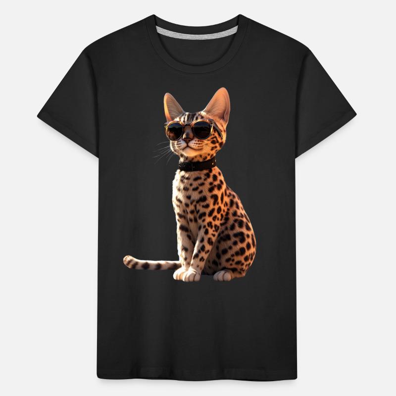 Savannah Chat Chat Maman Mignon Serval Léopard Chats T-shirt bio Premium Enfant