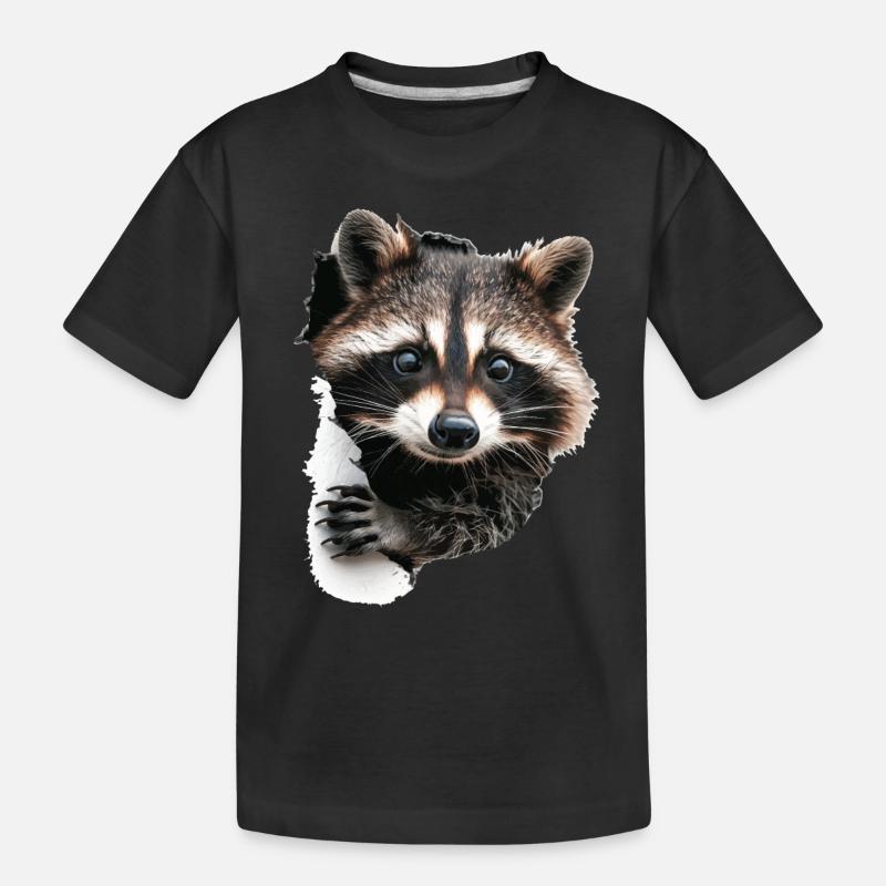 Waschbär - Kinder Premium Bio T-Shirt - Schwarz