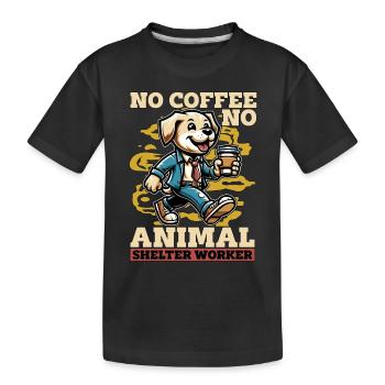 Refuge pour animaux Pas de café Pas de propriétaire de chien Amateur de café - T-shirt bio Premium Enfant - noir - Devant