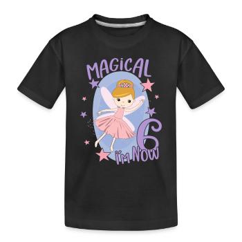 6ème anniversaire fille fée 6 ans bday fête - T-shirt bio Premium Enfant - noir - Devant