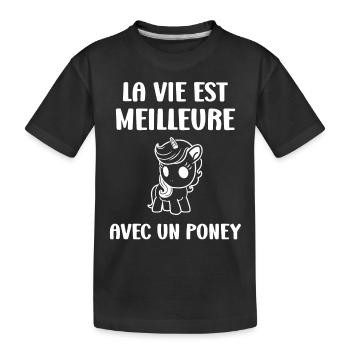 Humour poney - T-shirt bio Premium Enfant - noir - Devant