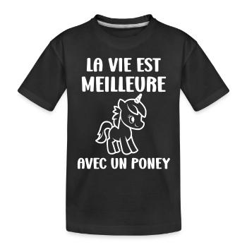 Humour poney - T-shirt bio Premium Enfant - noir - Devant
