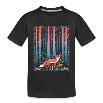 Wald Fuchs Märchenhafter Cottagecore - Kinder Premium Bio T-Shirt - Schwarz - Vorne