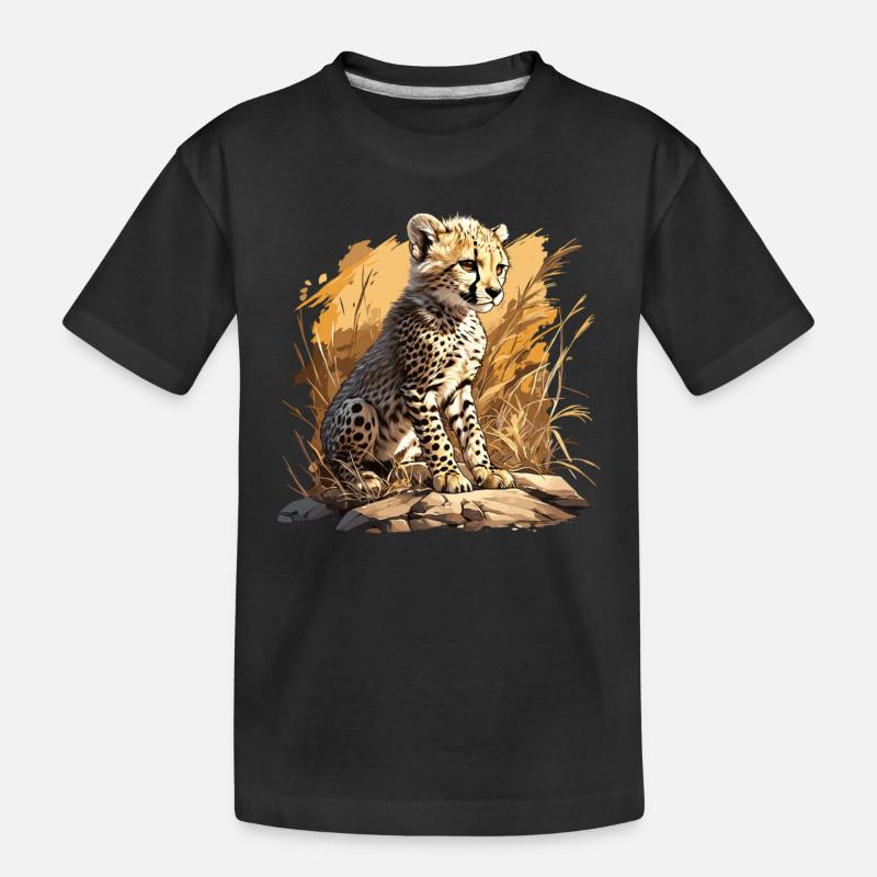 Cheetah Geparde Gepard - Kinder Premium Bio T-Shirt - Schwarz