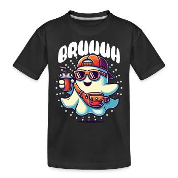 Scary funny halloween ghost - Kids' Premium Organic T-Shirt - black - Front