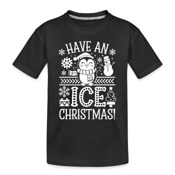 Pinguin Weihnachten Wortspiel - Kinder Premium Bio T-Shirt - Schwarz - Vorne