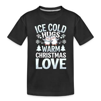 Penguin Christmas Icy Cold Hugs Warmth - Kids' Premium Organic T-Shirt - black - Front