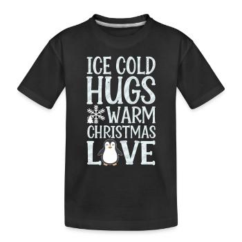 Penguin Christmas Cold Hugs Warmth - Kids' Premium Organic T-Shirt - black - Front