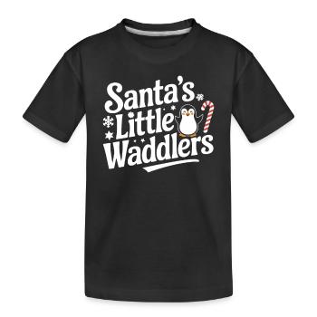 Le petit pingouin de Noël Watschel du Père Noël - T-shirt bio Premium Enfant - noir - Devant