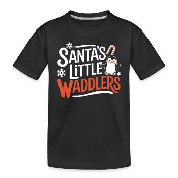 Santa's Little Waddle Kids Christmas Penguin - Kids' Premium Organic T-Shirt - black - Front