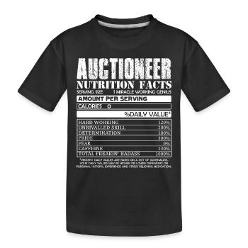 Auctioneer Auctioneer Nutrition Facts - Kids' Premium Organic T-Shirt - black - Front