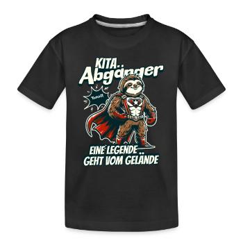 Faultier im Superheldenkostüm - Kita Abgänger Lege - Kinder Premium Bio T-Shirt - Schwarz - Vorne