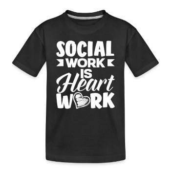 Social work is heart work - Kids' Premium Organic T-Shirt - black - Front