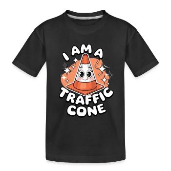 I AM A TRAFFIC CONE für eine Verkleidung als - Kinder Premium Bio T-Shirt - Schwarz - Vorne