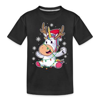 Funny Unicorn Christmas Reindeer Holiday Gift - Kinder Premium Bio T-Shirt - Schwarz - Vorne