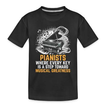 Pianisten, bei denen jede Tonart ein Schritt in Richtung Musik ist - Kinder Premium Bio T-Shirt - Schwarz - Vorne