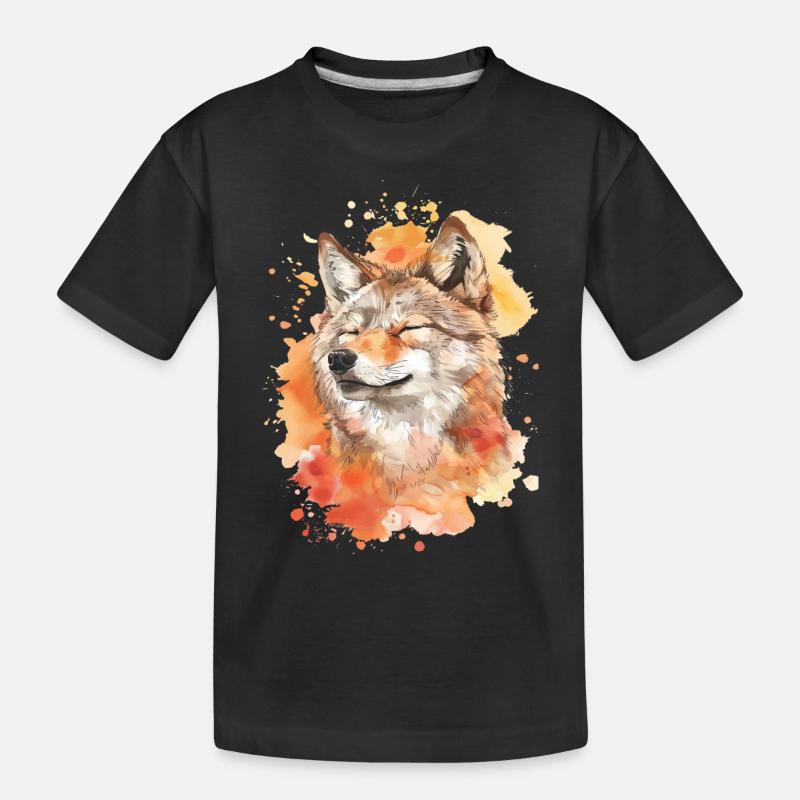 Wolf - Kinder Premium Bio T-Shirt - Schwarz
