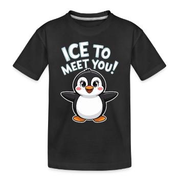 Jeu de mots pingouin mignon - T-shirt bio Premium Enfant - noir - Devant