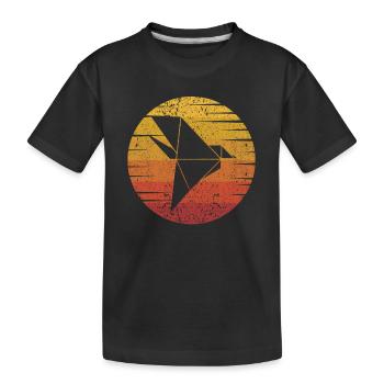 Retro Eule Papierkranich Falten Meister Origami - Kinder Premium Bio T-Shirt - Schwarz - Vorne