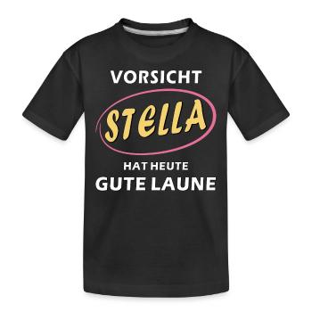 ATTENTION : STELLA EST DE BONNE HUMEUR - T-shirt bio Premium Enfant - noir - Devant