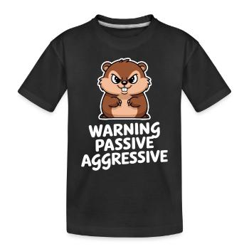 Achtung: Passiv-Aggressiv Nagetier - Kinder Premium Bio T-Shirt - Schwarz - Vorne