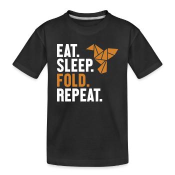 Manger dormir plier répéter hibou grue en papier pliage - T-shirt bio Premium Enfant - noir - Devant