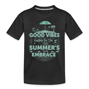 Gutes geschieht auf den Gezeiten der warmen Sommerzeit - Kinder Premium Bio T-Shirt - Schwarz - Vorne