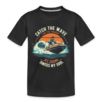 Attrapez la vague, vivez l’instant présent - Jet Ski - T-shirt bio Premium Enfant - noir - Devant