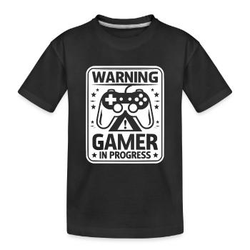 Warnung Gamer in Arbeit - Kinder Premium Bio T-Shirt - Schwarz - Vorne