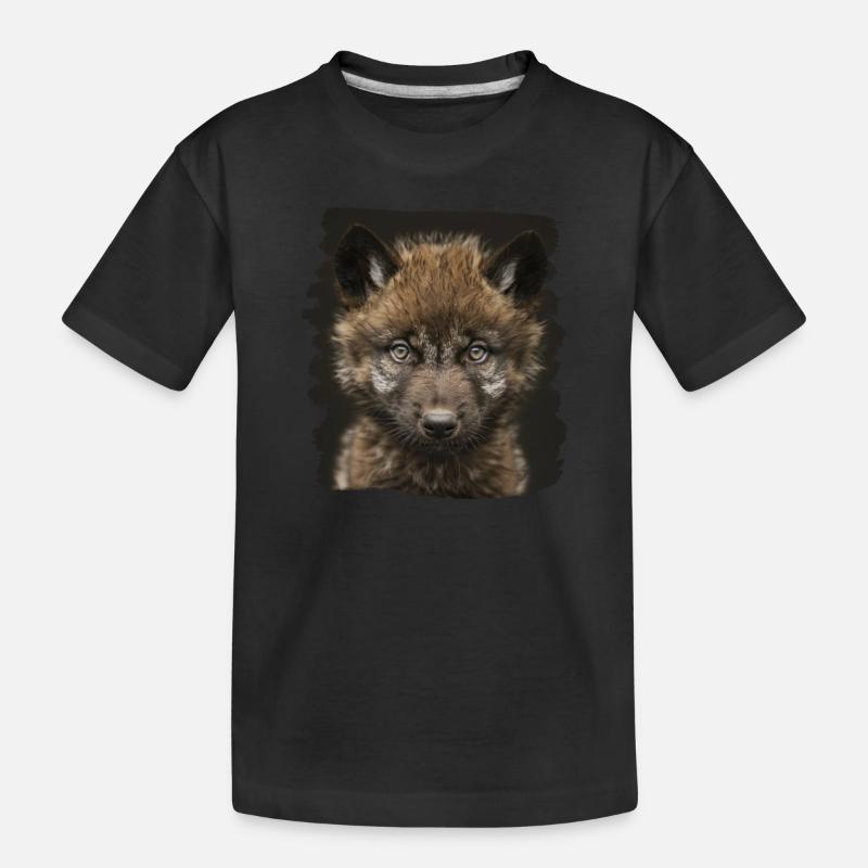 Wölfe Wolf - Kinder Premium Bio T-Shirt - Schwarz