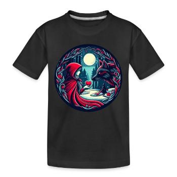 Conte de fées Le Petit Chaperon Rouge Loup Amour mystique Bien-être animal - T-shirt bio Premium Enfant - noir - Devant
