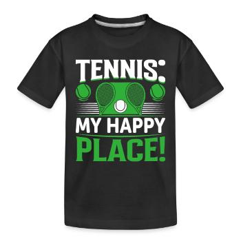 Tennis: Mein glücklicher Ort! - Kinder Premium Bio T-Shirt - Schwarz - Vorne