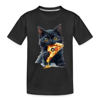 Katze - Kinder Premium Bio T-Shirt - Schwarz - Vorne