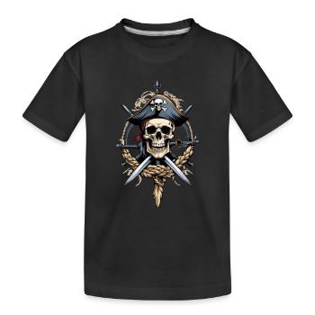 Piratenflaggen Skull Jolly Roger Pirat Kostüm - Kinder Premium Bio T-Shirt - Schwarz - Vorne