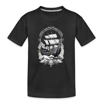 Adventurous Viking journey on the high seas - Kids' Premium Organic T-Shirt - black - Front