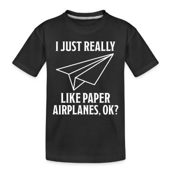 Avion en papier disant blague Avion en papier cadeau - T-shirt bio Premium Enfant - noir - Devant