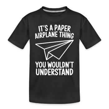 Avion en papier disant blague Avion en papier cadeau - T-shirt bio Premium Enfant - noir - Devant