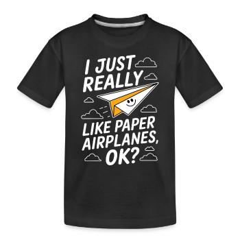 Avion en papier disant blague Avion en papier cadeau - T-shirt bio Premium Enfant - noir - Devant