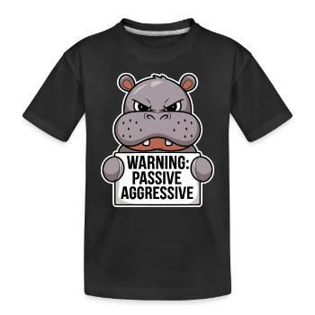 Avertissement : Hippopotame passif agressif - T-shirt bio Premium Enfant - noir - Devant