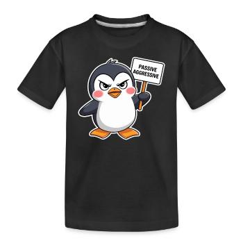 Pingouin passif agressif avec bouclier - T-shirt bio Premium Enfant - noir - Devant