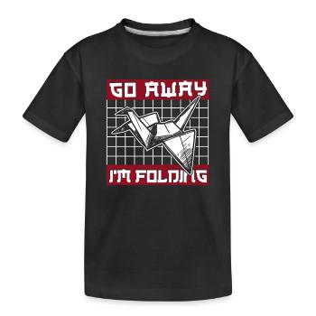 Geh weg Ich falte Papier Kranich Falten Eule - Kinder Premium Bio T-Shirt - Schwarz - Vorne