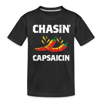 Chasin' Capsaicin Funny Hot Spicy Pepper Sauce Gif - Kids' Premium Organic T-Shirt - black - Front