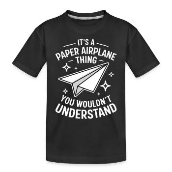 Avion en papier disant blague Avion en papier cadeau - T-shirt bio Premium Enfant - noir - Devant