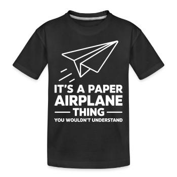 Avion en papier disant blague Avion en papier cadeau - T-shirt bio Premium Enfant - noir - Devant