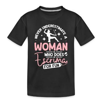 Ne sous-estimez jamais une femme qui fait de l’escrima - T-shirt bio Premium Enfant - noir - Devant