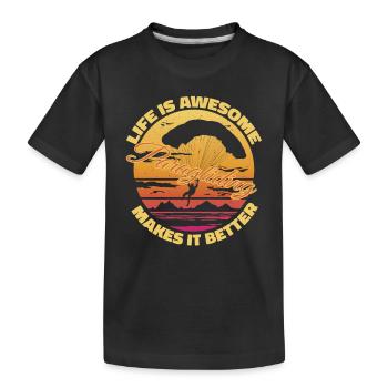 La vie est géniale - le parapente le rend meilleur - T-shirt bio Premium Enfant - noir - Devant