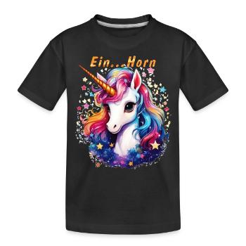 ONE... HORN - Kids' Premium Organic T-Shirt - black - Front