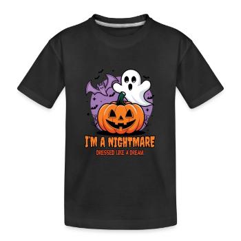 Niedliches Geister Halloween Outfit Damen - Kinder Premium Bio T-Shirt - Schwarz - Vorne